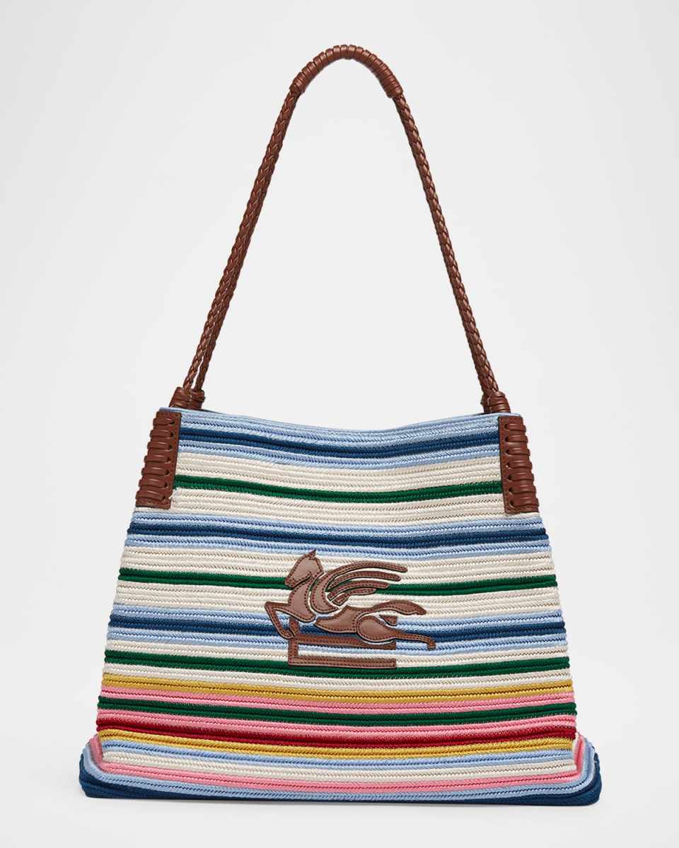 Libra Striped Shopping Shoulder Bag